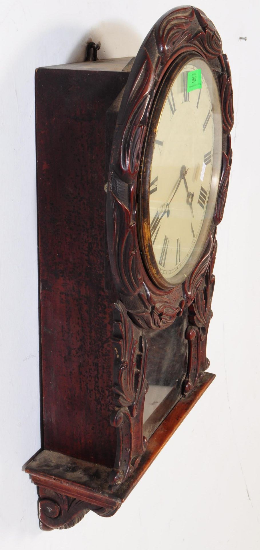 19TH CENTURY VICTORIAN 8-DAY ENGLISH DROP DIAL WALL CLOCK - Image 8 of 12