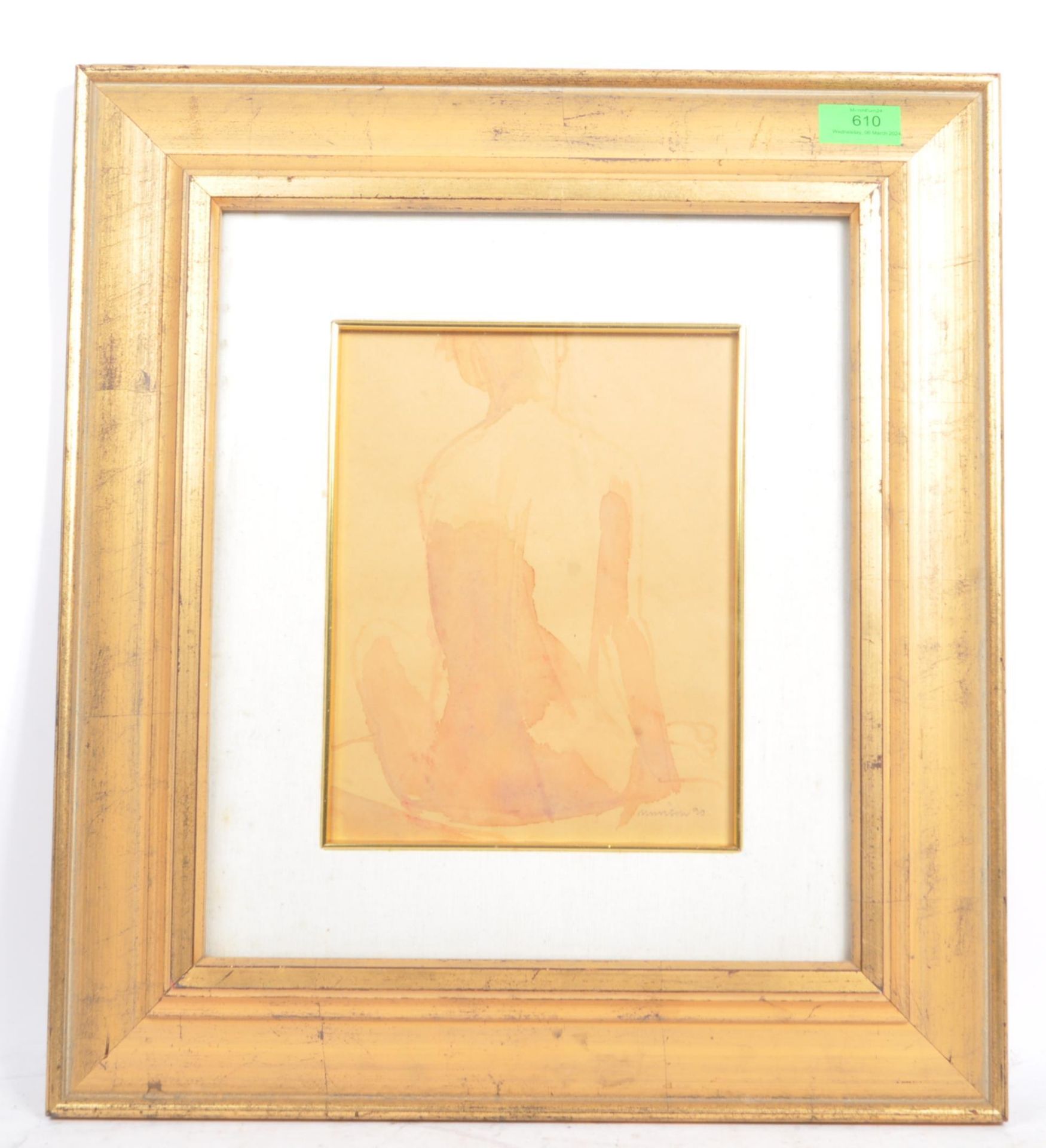 1990S WATERCOLOUR ON PAPER NUDE PORTRAIT SIGN & FRAMED - Image 2 of 5