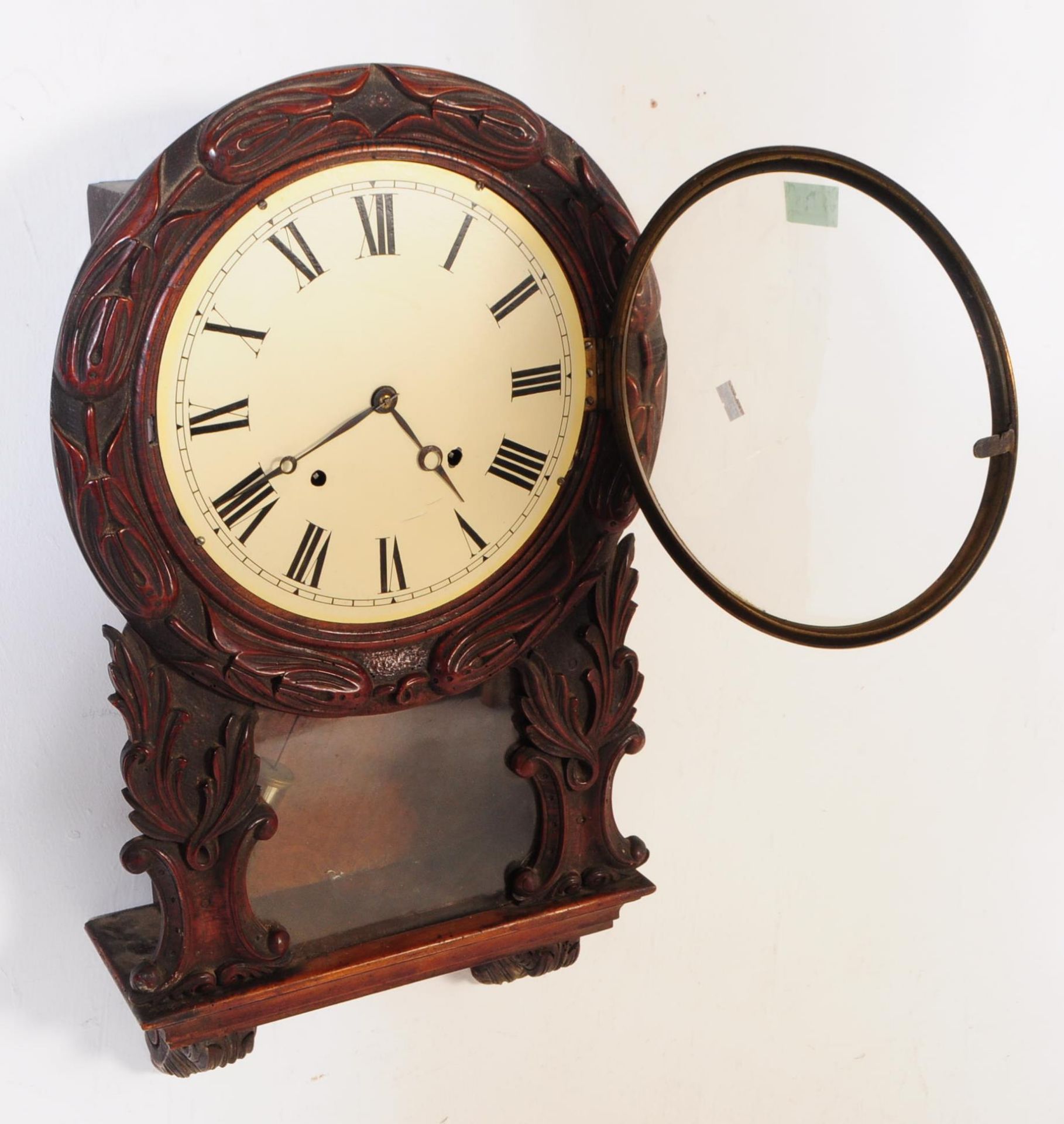 19TH CENTURY VICTORIAN 8-DAY ENGLISH DROP DIAL WALL CLOCK - Image 3 of 12