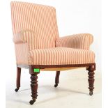 19TH CENTURY VICTORIAN UPHOLSTERED LIBRARY ARMCHAIR