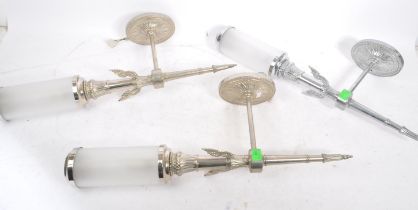 MATCHING SET OF THREE CHROME & FROSTED GLASS WALL SCONCES