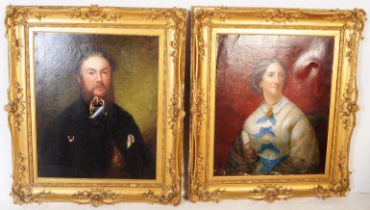 TWO 19TH CENTURY VICTORIAN OIL ON CANVAS PORTRAITS