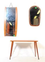 TWO MID CENTURY SPUTNIK MIRRORS & COFFEE TABLE