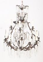 CONTEMPORARY TWELVE ARM GLASS HANGING CHANDELIER