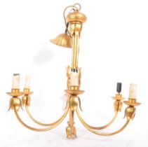 20TH CENTURY GILT METAL SIX ARM CHANDELIER