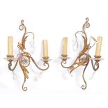 PAIR OF ORIGINAL 1940'S ITALIAN VENETIAN GLASS WALL LIGHT SCONCES