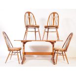 MID 20TH CENTURY ERCOL BEECH AND ELM TABLE AND CHAIRS