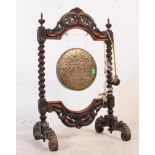 VICTORIAN CHINESE HANGING BRONZE GONG & STAND