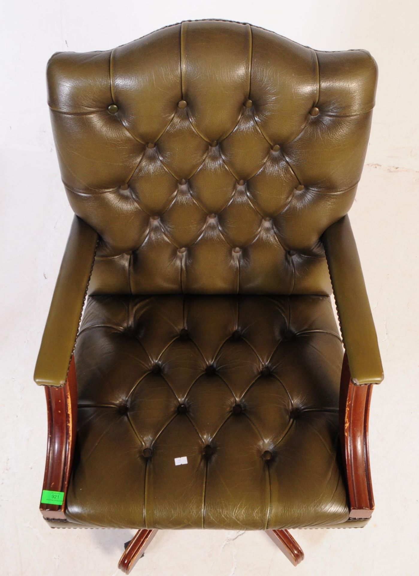 20TH CENTURY CAPTAINS LEATHER SWIVEL OFFICE CHAIR - Image 5 of 12
