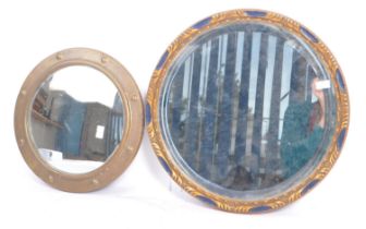TWO 20TH CENTURY ROUND WALL HANGING MIRRORS