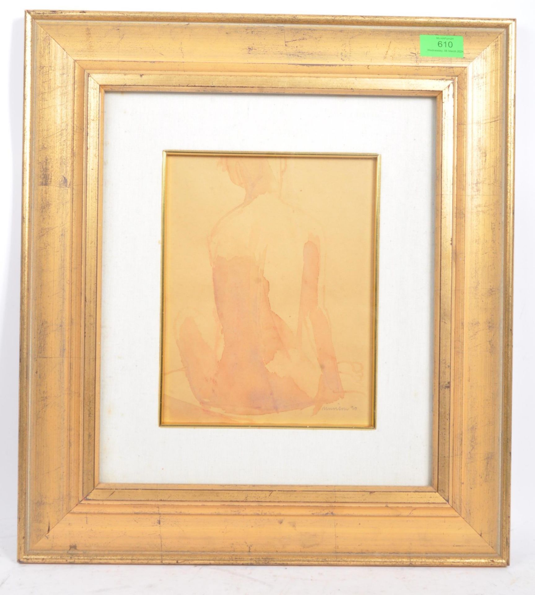 1990S WATERCOLOUR ON PAPER NUDE PORTRAIT SIGN & FRAMED