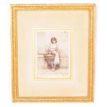 VINTAGE 20TH CENTURY COLOURED PRINT OF YOUNG GIRL