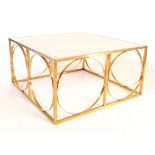 CONTEMPORARY STAINLESS STEEL AND RESIN LOW COFFEE TABLE