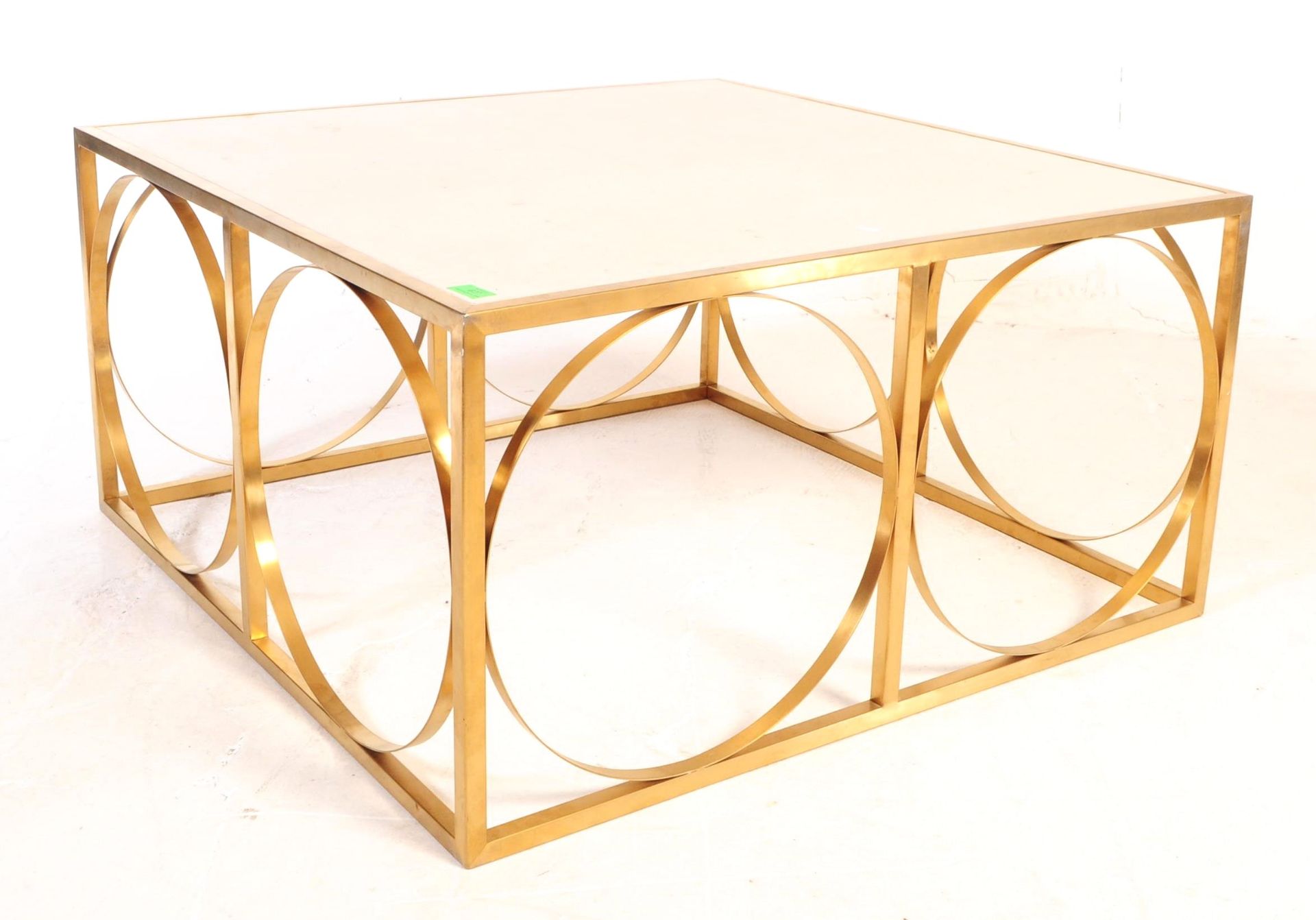 CONTEMPORARY STAINLESS STEEL AND RESIN LOW COFFEE TABLE