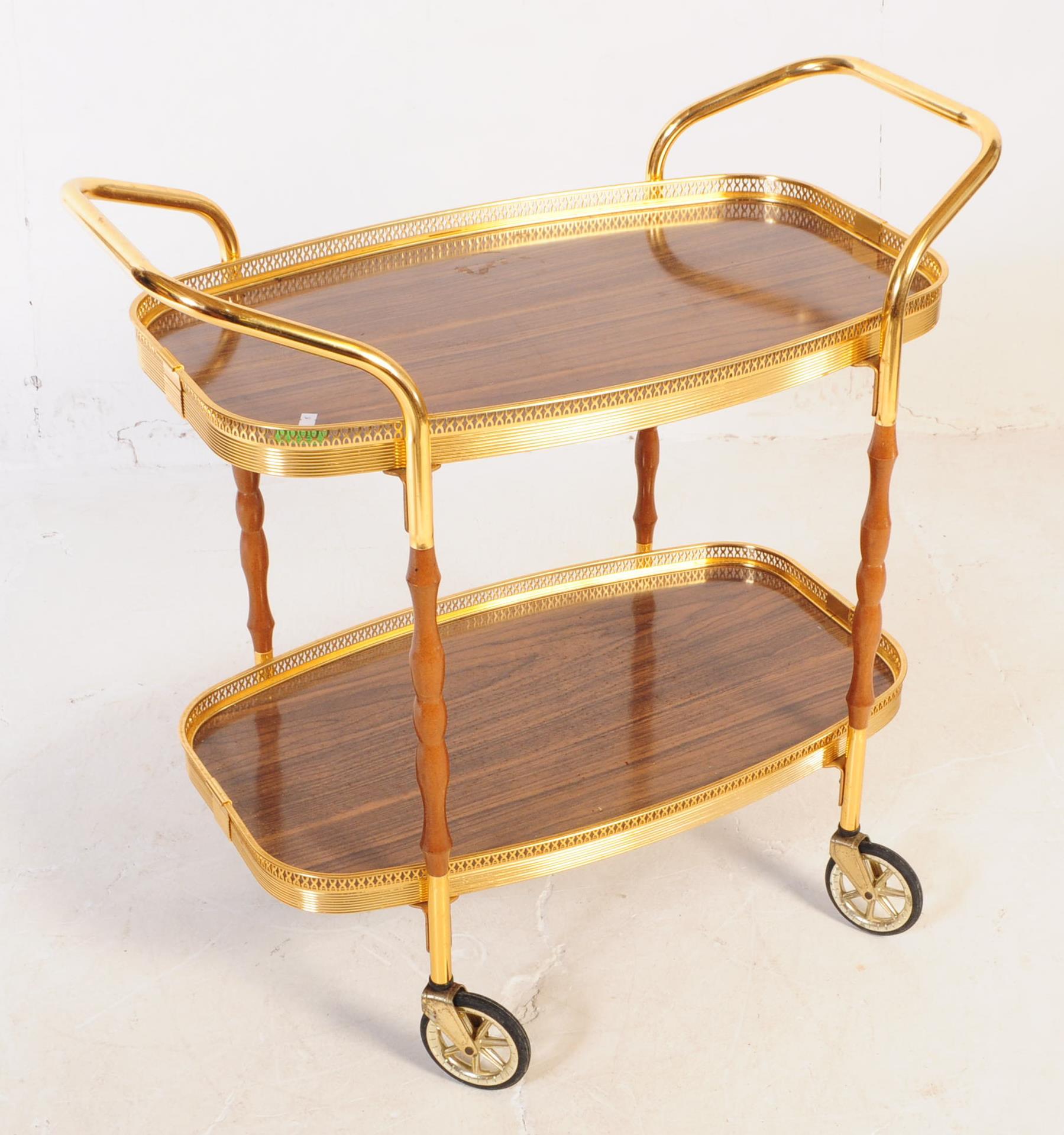 1970S GILT FRAME TWO TIER DRINKS TROLLEY - Image 6 of 14