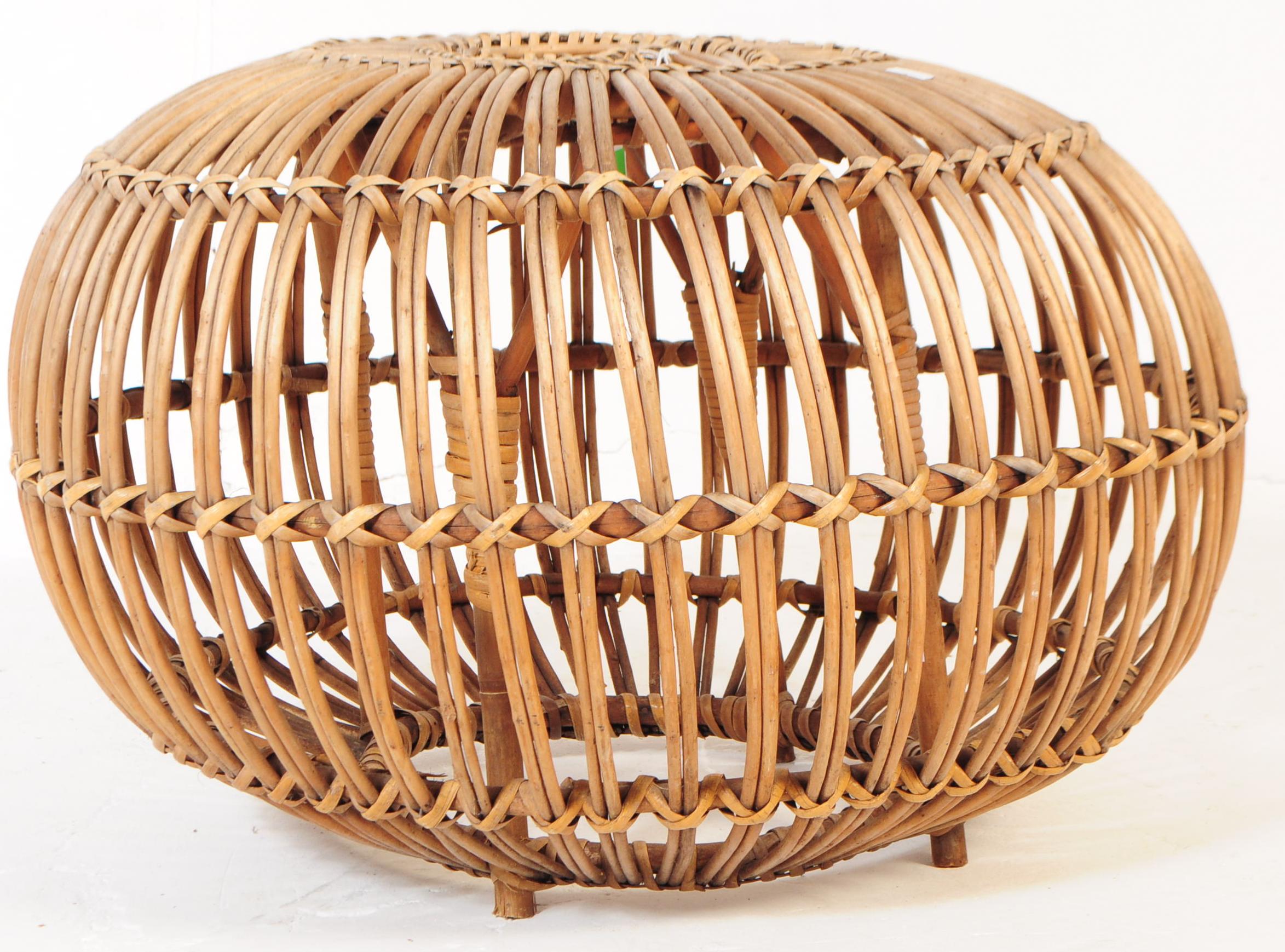 VINTAGE 1970S FRANCO ALBINI MANNER RATTAN CONSERVATORY STOOL