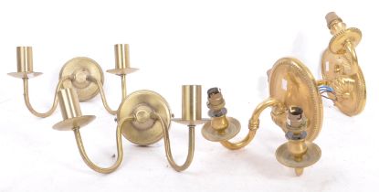 COLLECTION OF FOUR GILT METAL SCONCES