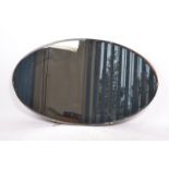 1940S MID CENTURY WALL HANGING BEVELLED EDGE OVAL MIRROR