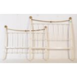 19TH CENTURY VICTORIAN WHITE BRASS DOUBLE BED FRAME
