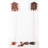 TWO MID CENTURY BLACK FOREST BAVARIAN CUCKOO CLOCKS