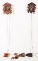 TWO MID CENTURY BLACK FOREST BAVARIAN CUCKOO CLOCKS