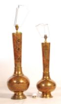 PAIR OF PERSIAN / MOROCCAN BRASS LANTERN TABLE LAMPS