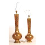 PAIR OF PERSIAN / MOROCCAN BRASS LANTERN TABLE LAMPS