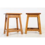 TWO EARLY 20TH CENTURY OAK COUNTRY FARMHOUSE STOOLS
