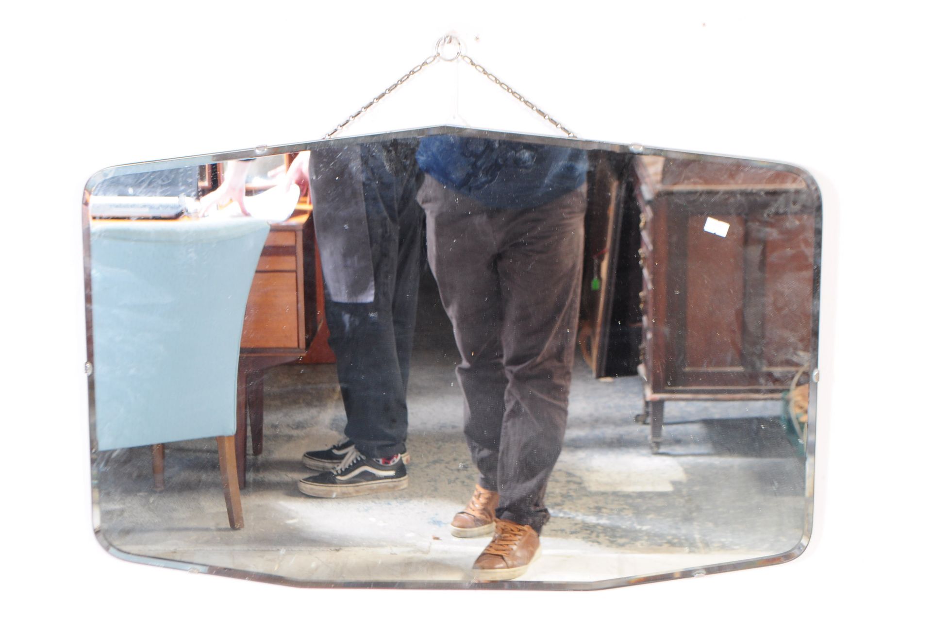 1930S ART DECO MANNER FRAMELESS WALL MIRROR