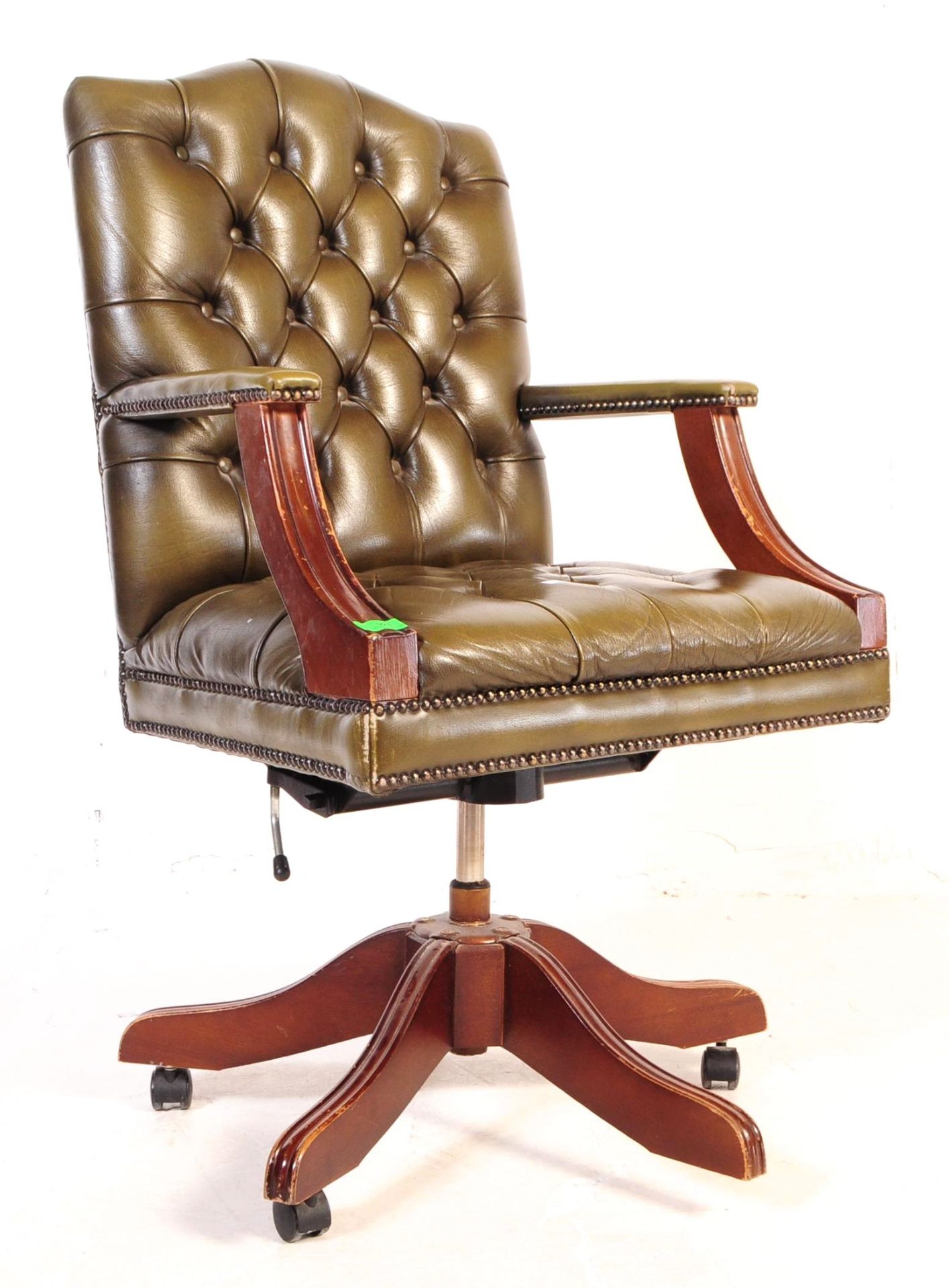 20TH CENTURY CAPTAINS LEATHER SWIVEL OFFICE CHAIR - Image 2 of 12