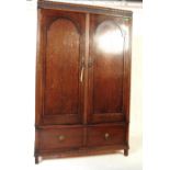 EDWARDIAN CARVED OAK WARDROBE