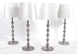 FOUR CONTEMPORARY PEWTER SIDE TABLE LAMPS