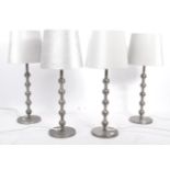 FOUR CONTEMPORARY PEWTER SIDE TABLE LAMPS