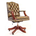 20TH CENTURY CAPTAINS LEATHER SWIVEL OFFICE CHAIR