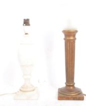 TWO LATE 20TH CENTURY MARBLE & CERAMIC DESK LAMP LIGHTS