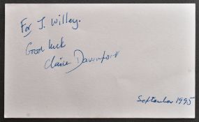 STAR WARS - CLAIRE DAVENPORT (1933-2002) - SIGNED CARD