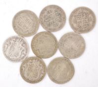 EIGHT EARLY 20TH CENTURY SILVER HALF CROWNS