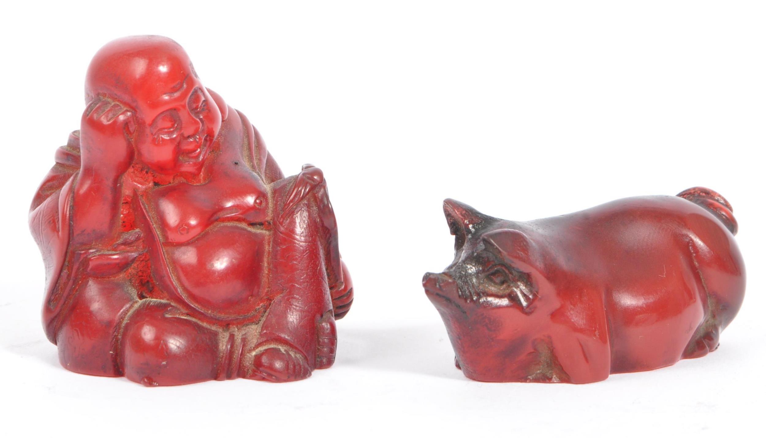 TWO 20TH CENTURY JAPANESE RESIN NETSUKE FIGURES