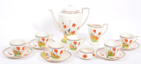 ART DECO 1930S CROWN DUCAL POPPY PATTERN TEA SET