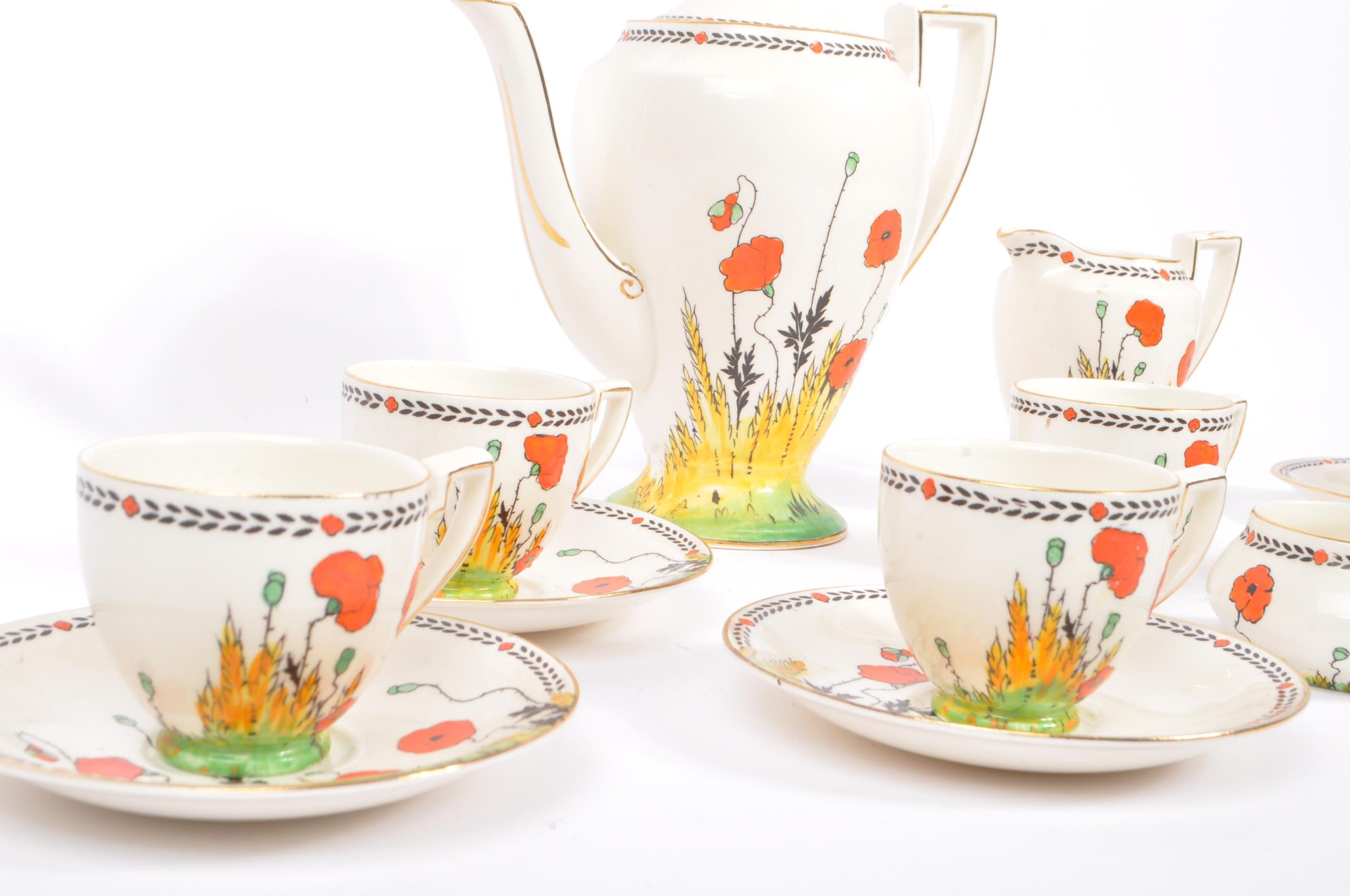 ART DECO 1930S CROWN DUCAL POPPY PATTERN TEA SET - Image 6 of 7