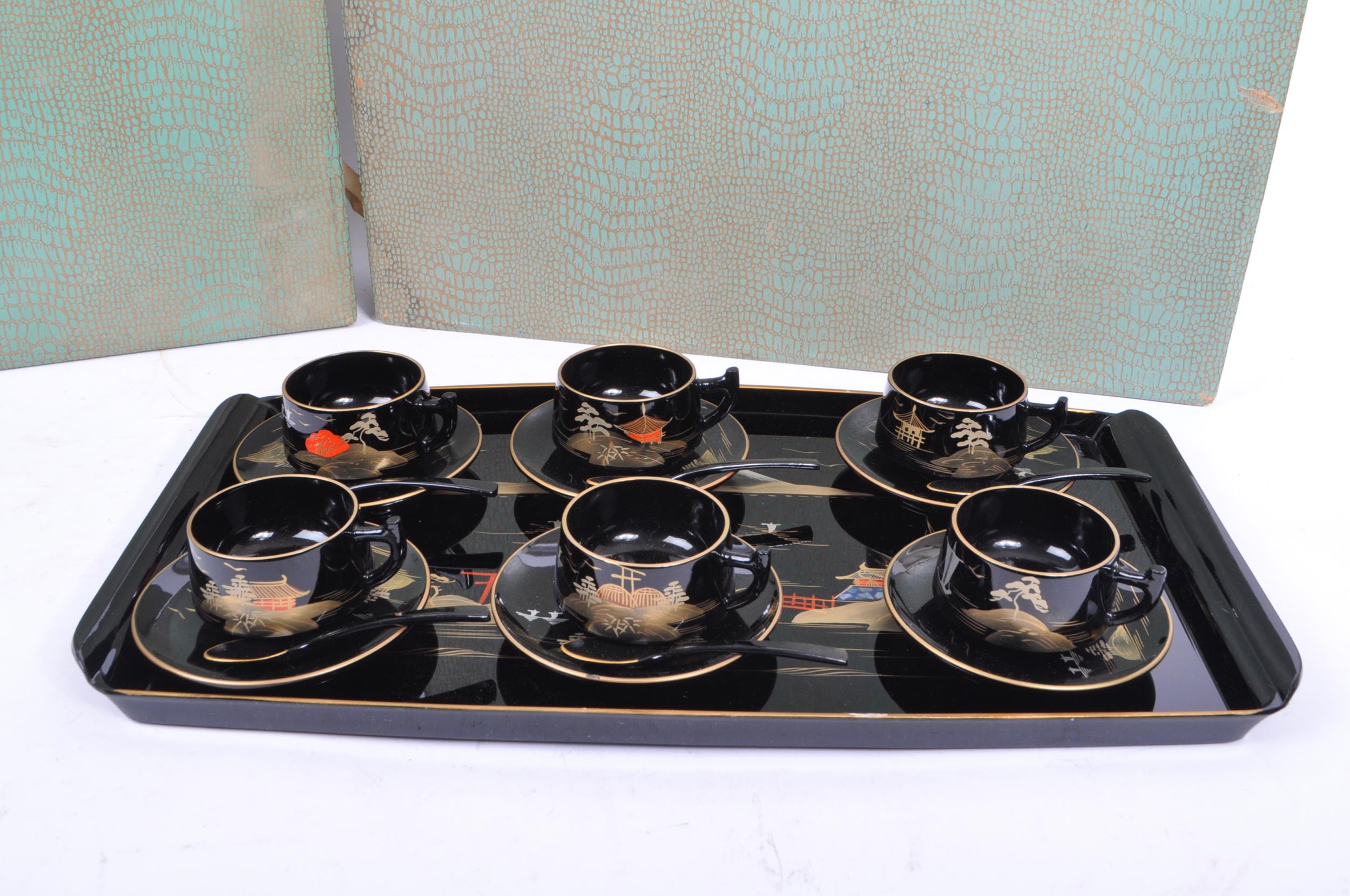 VINTAGE 20TH CENTURY BOXED ASIAN COFFEE / TEA SET - Image 2 of 15