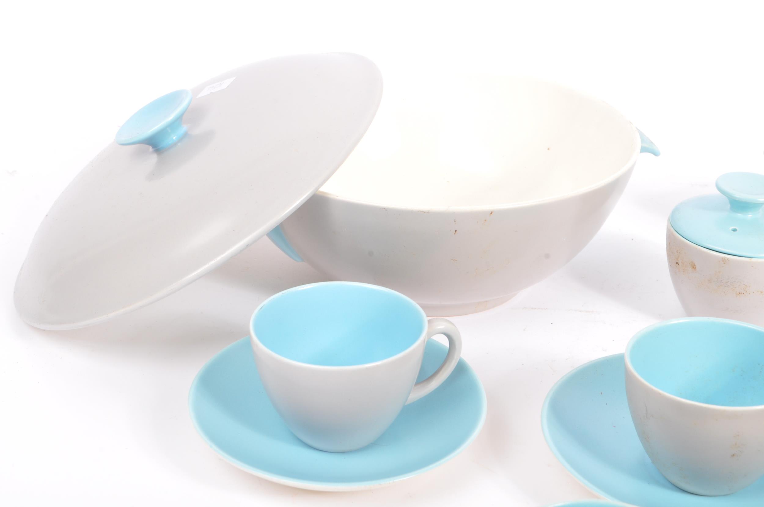 VINTAGE GREY & SKY BLUE TWINTONE SERVICE BY POOLE POTTERY - Image 5 of 8