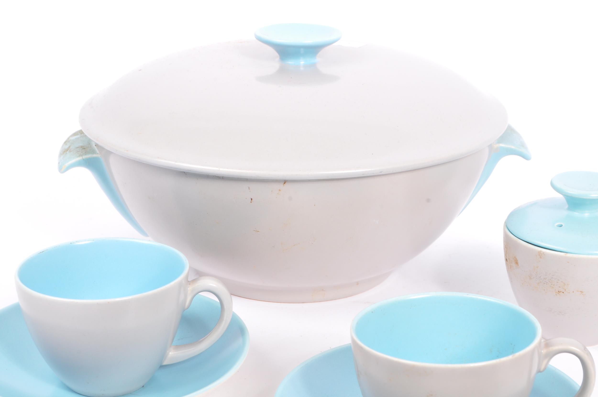 VINTAGE GREY & SKY BLUE TWINTONE SERVICE BY POOLE POTTERY - Image 4 of 8