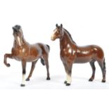 TWO BESWICK PORCELAIN VINTAGE HORSE FIGURES