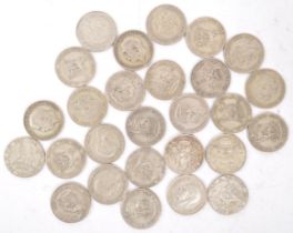 TWENTY SEVEN PRE 1947 GEORGE V & VI .500 SILVER SHILLINGS