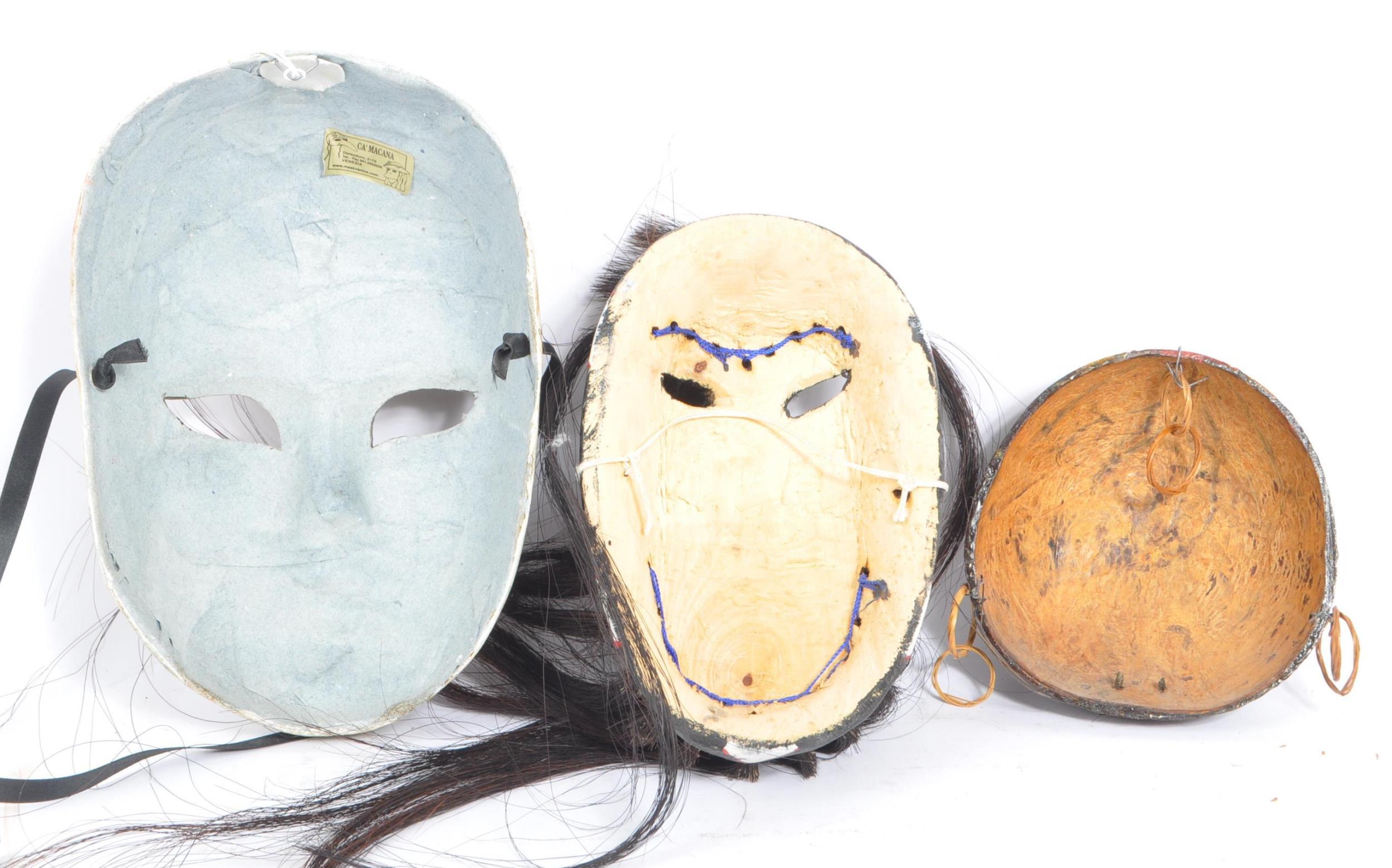 THREE 20TH CENTURY VENETIAN FACE & WOODEN TRIBAL WALL MASKS - Image 7 of 7