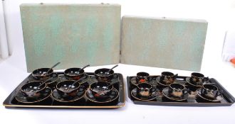 VINTAGE 20TH CENTURY BOXED ASIAN COFFEE / TEA SET
