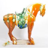 RETRO MID 20TH CENTURY CHINESE CERAMIC POTTERY HORSE STATUE