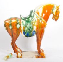 RETRO MID 20TH CENTURY CHINESE CERAMIC POTTERY HORSE STATUE