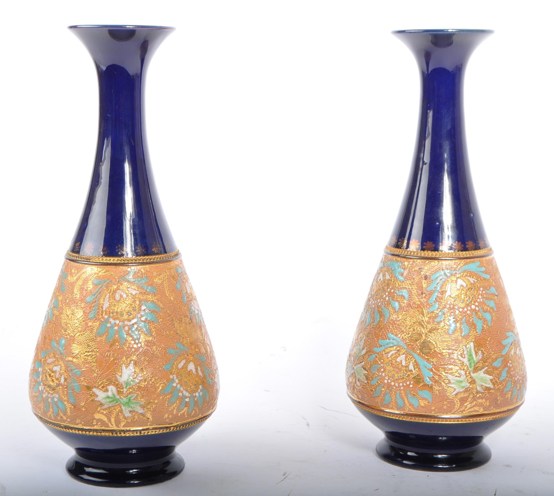 PAIR OF ROYAL DOULTON LAMBETH VASES